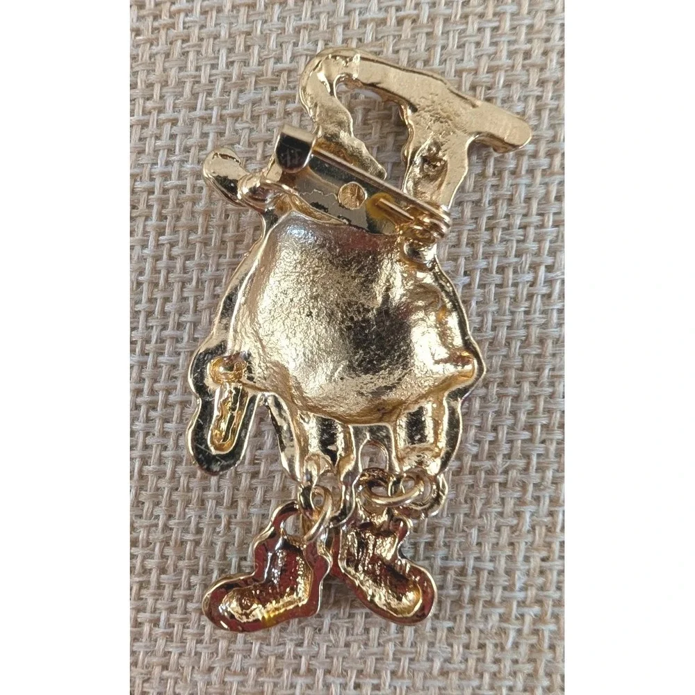 Vintage‎ Gold Tone Wire Filigree Fish Brooch Green Stone Body Ocean Sea...